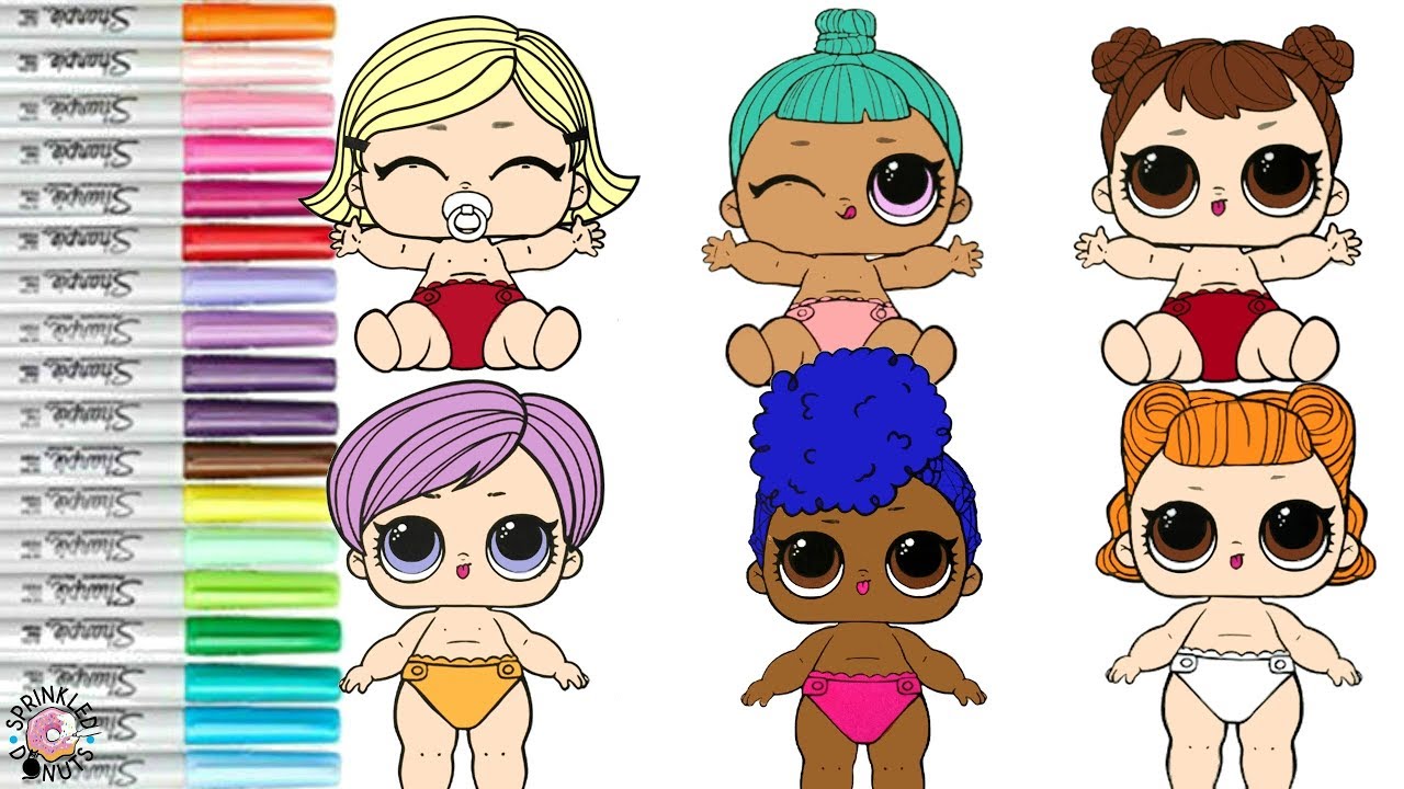 Lol surprise dolls coloring book page pilation lil sisters lil great baby lil as if baby