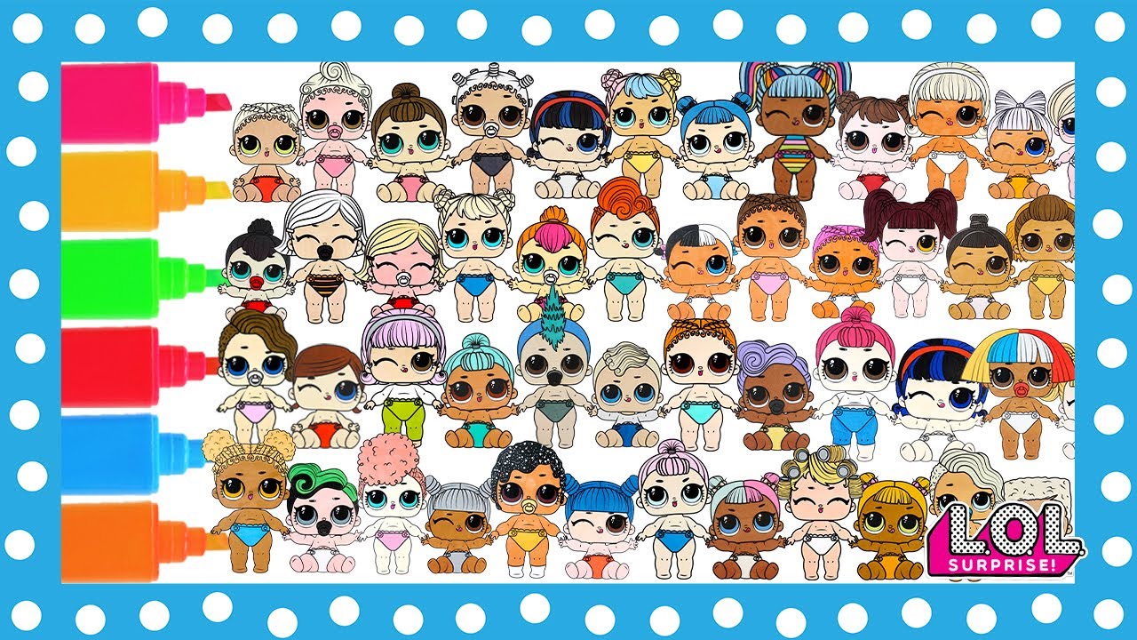 Lol surprise dolls coloring book pilation lil sisters lol surprise dolls happily snowball