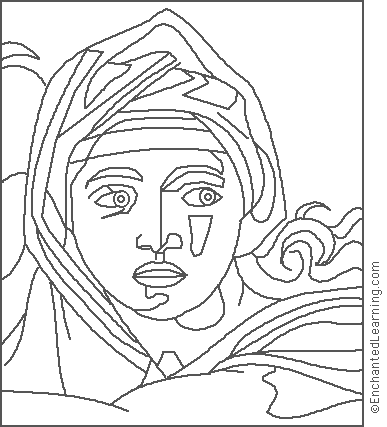 Michelangelo delphes sylphide art coloring page