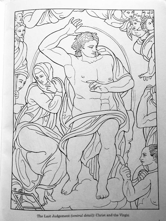 Sistine chapel dover coloring book vintage softbound white