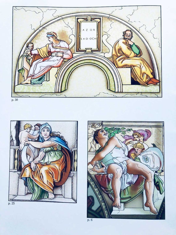 Sistine chapel dover coloring book vintage softbound white