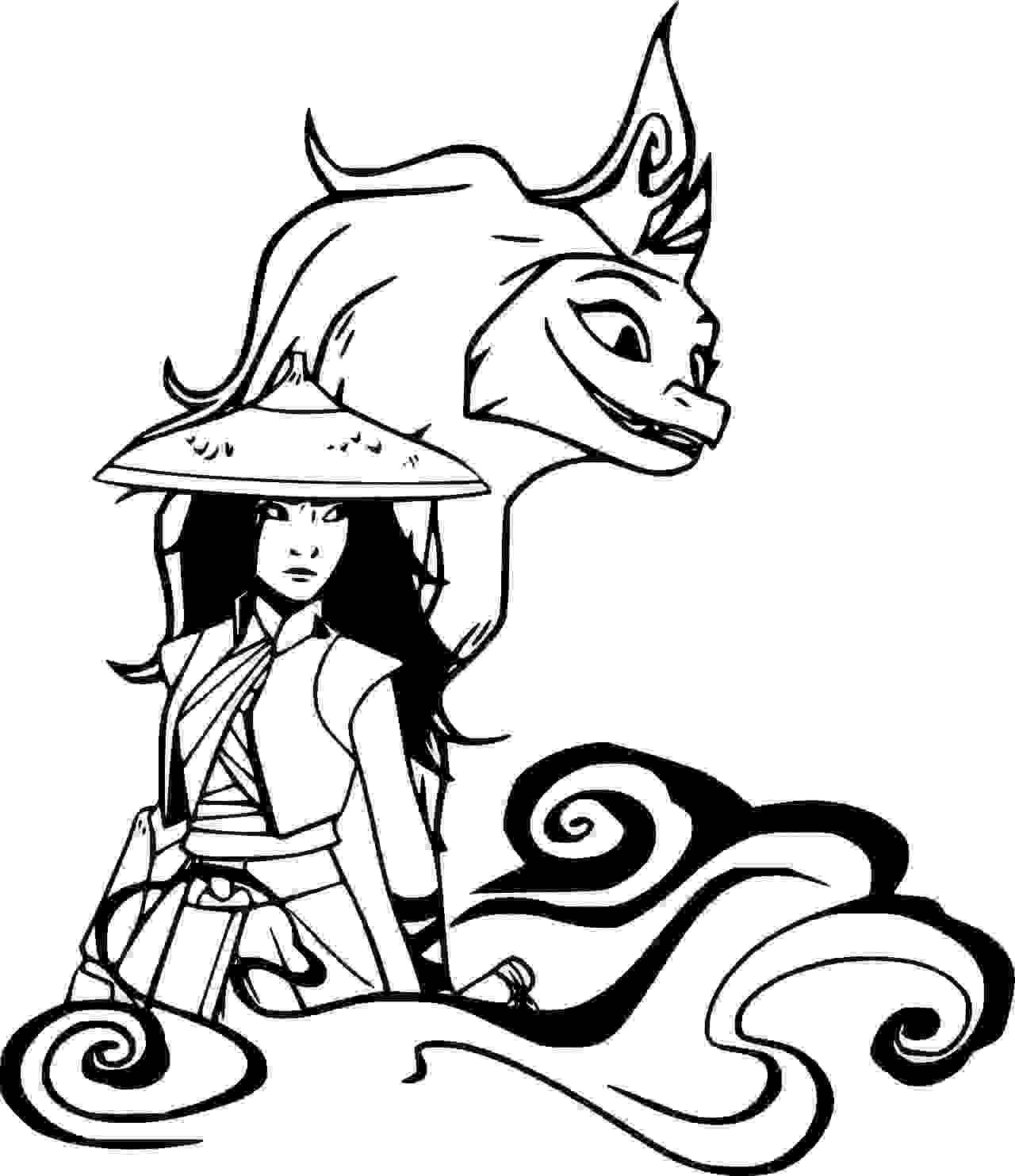 Raya and the last dragon coloring pages printable for free download
