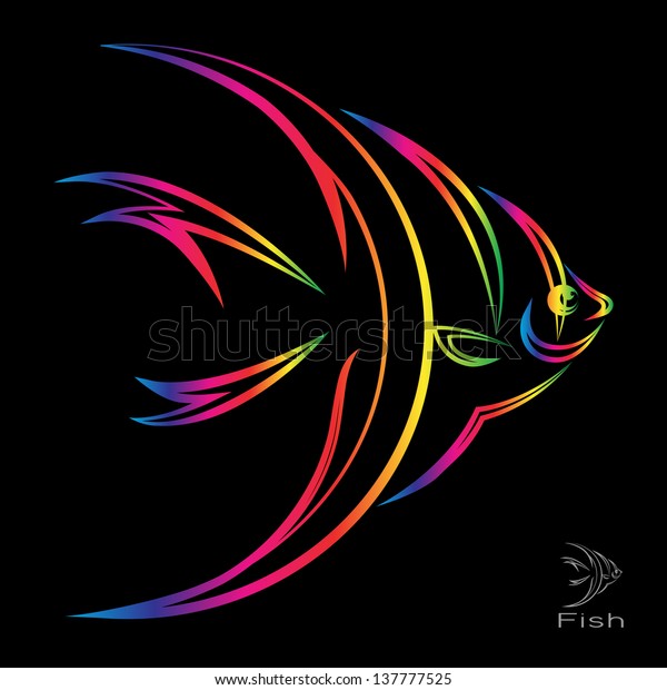 Vector image angel fish on black arkivvektor royaltyfri