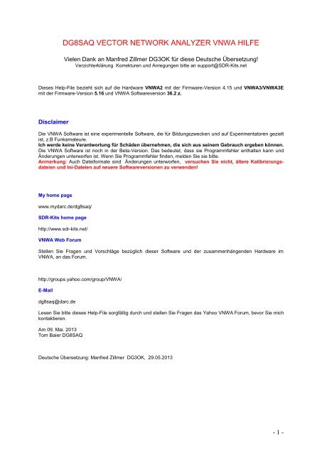 Dgsaq vector network analyzer vnwa hilfe