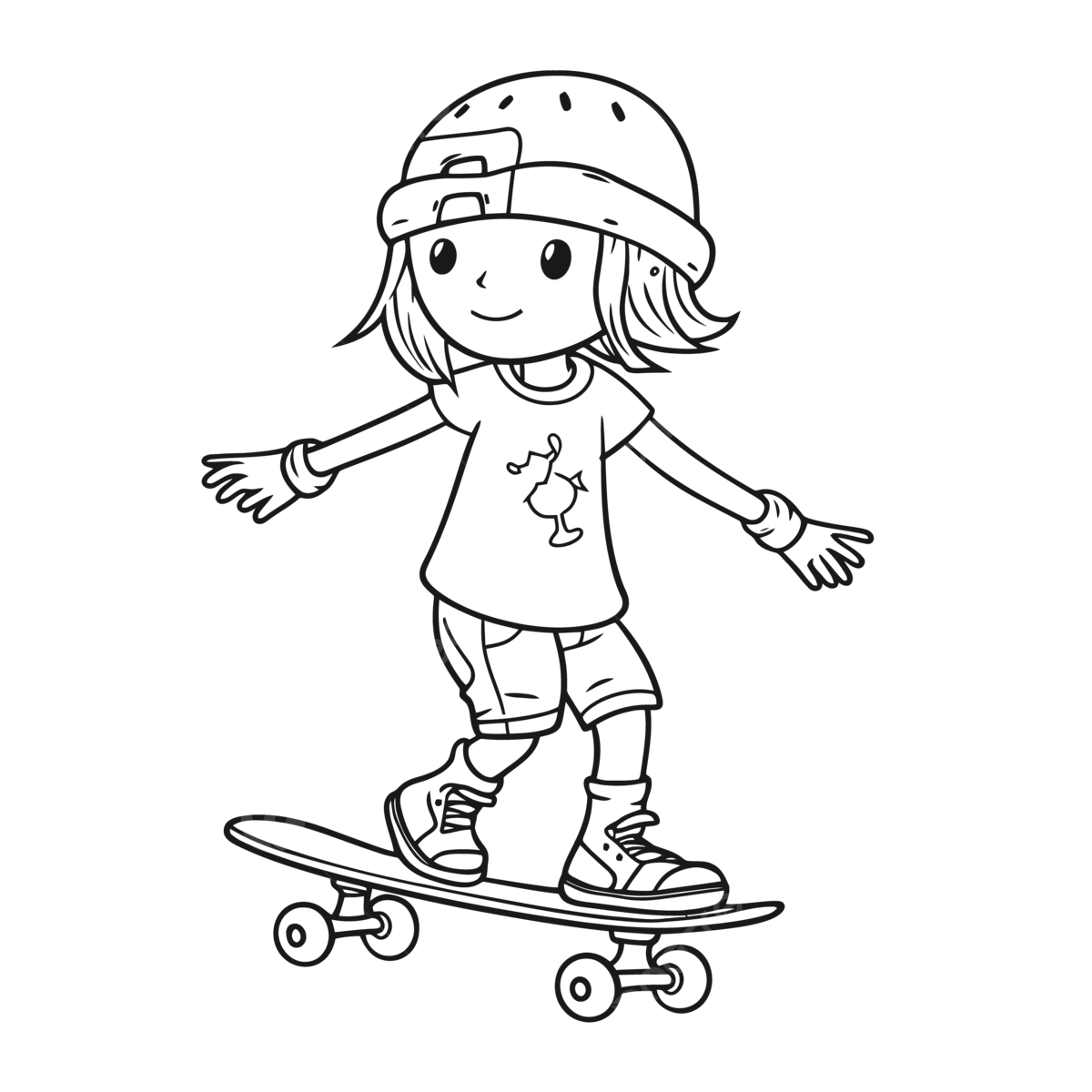 Girl on a skateboard coloring page outline sketch drawing vector wing drawing girl drawing skateboard drawing png and vector with transparent background for free download