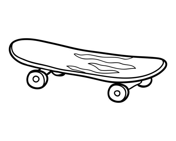 Coloring book skateboard stock illustration