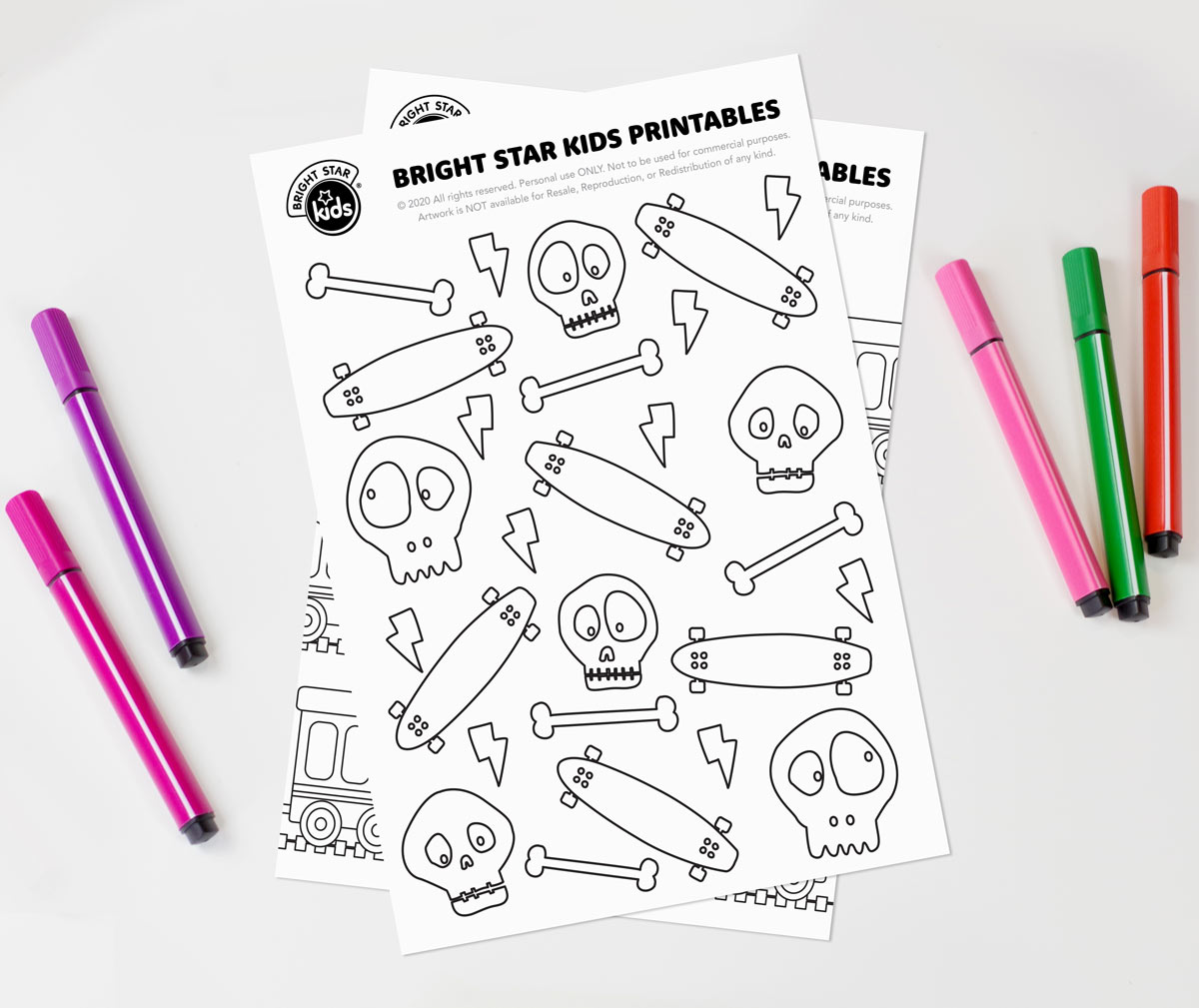 Skateboard coloring page free printable