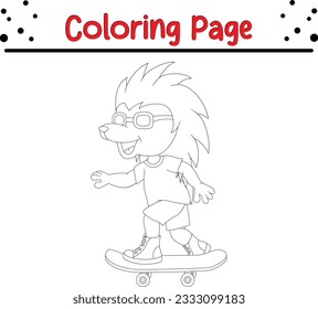 Cute hedgehog cartoon playing skateboard animal stock vector royalty free