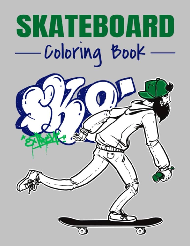 Skateboard loring book over loring pages to lor and enjoy skate board street art book for adults and teens page kdop books