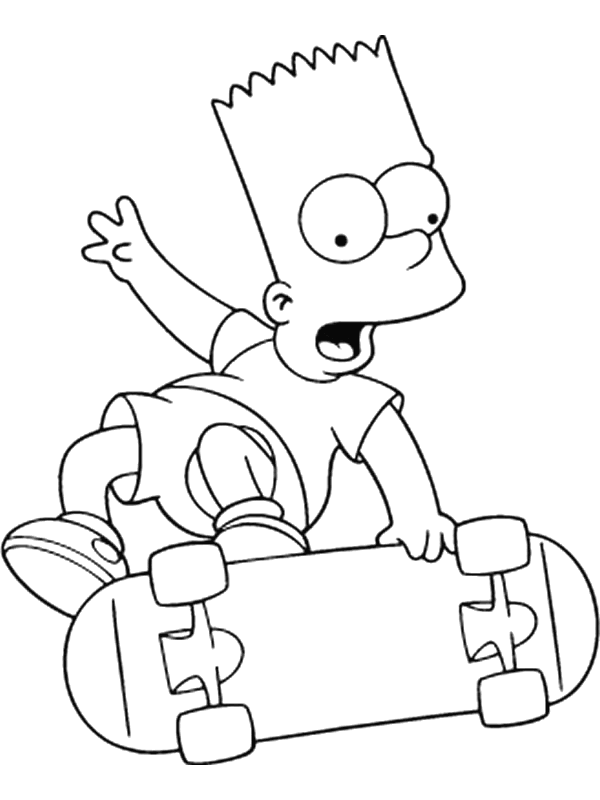 Bart skateboarding coloring page
