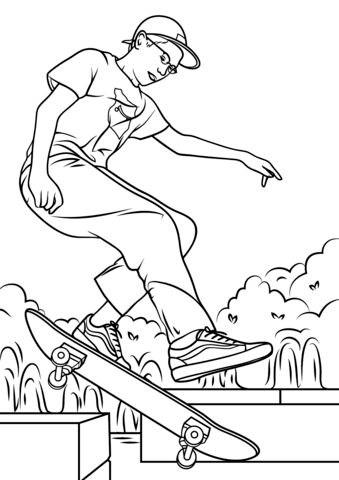 Boy skateboarding coloring page free printable coloring pages