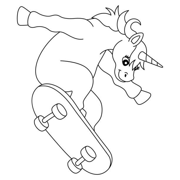 Skateboard coloring pages stock illustrations royalty