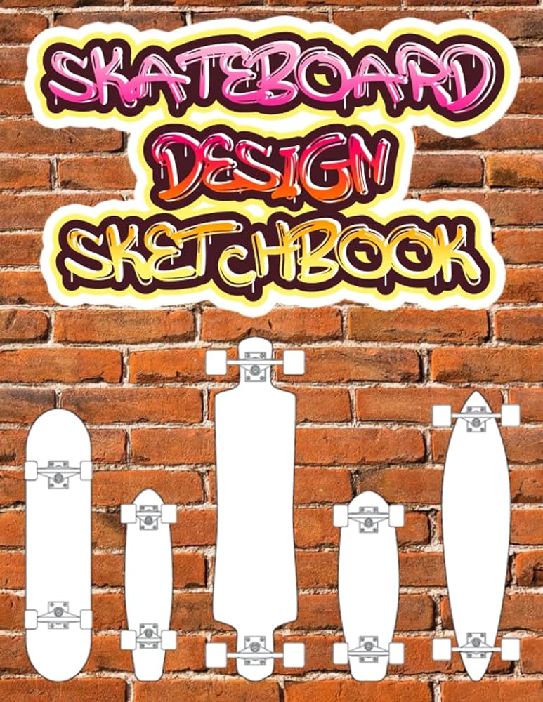 Skateboard design sketchbook design and color your own skateboard decks coloring book
