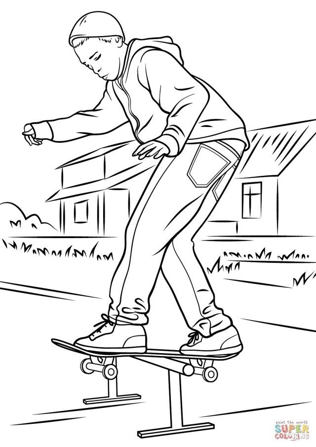 Marvelous image of skateboard coloring page