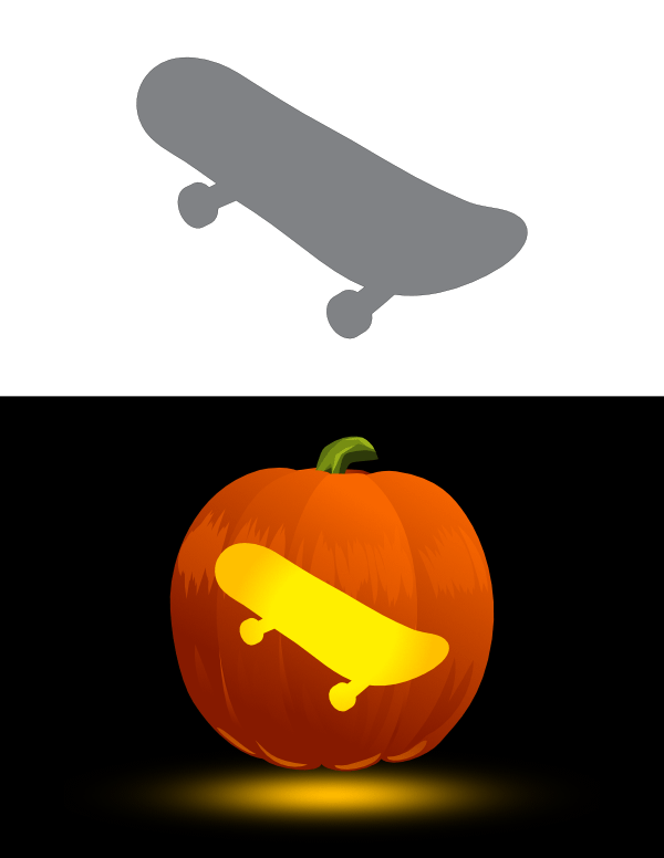 Printable skateboard pumpkin stencil