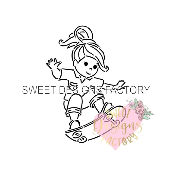 Skateboard girl pyo cookie stencil matching cookie cutter available h