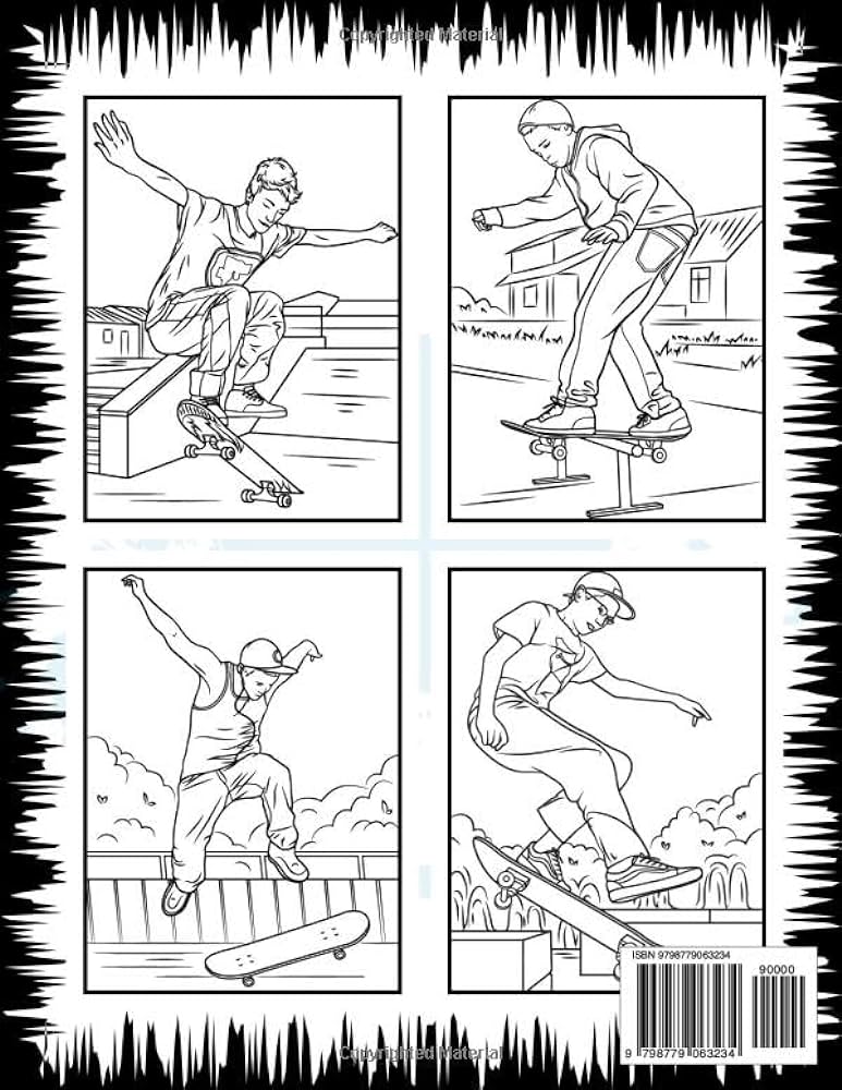 Skateboard adults coloring book skateboarding colouring pages for adults a perfect gift for stress relaxation press connor dalley books