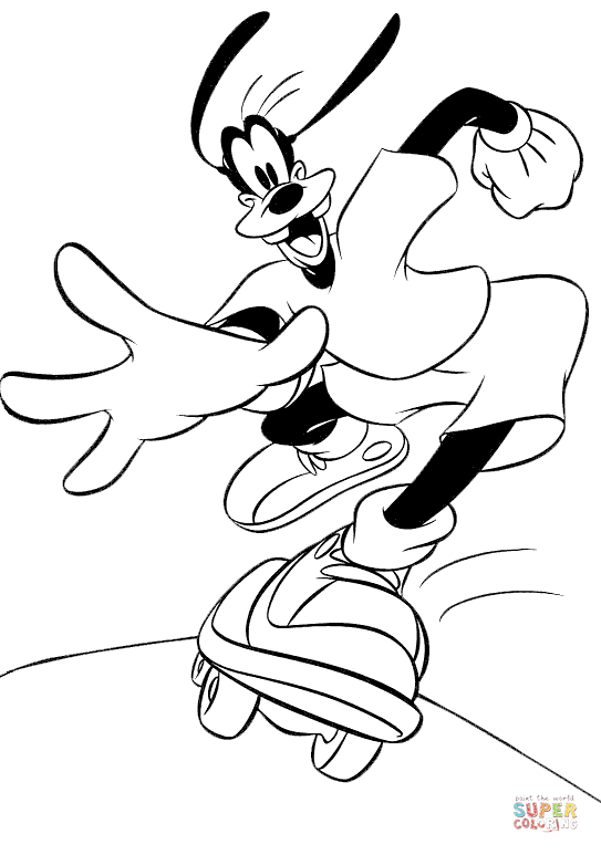 Goofy on a skateboard coloring page free printable coloring pages