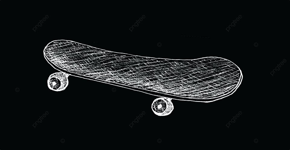 Engravedstyle skateboard illustration for posterprint on black background photo and picture for free download