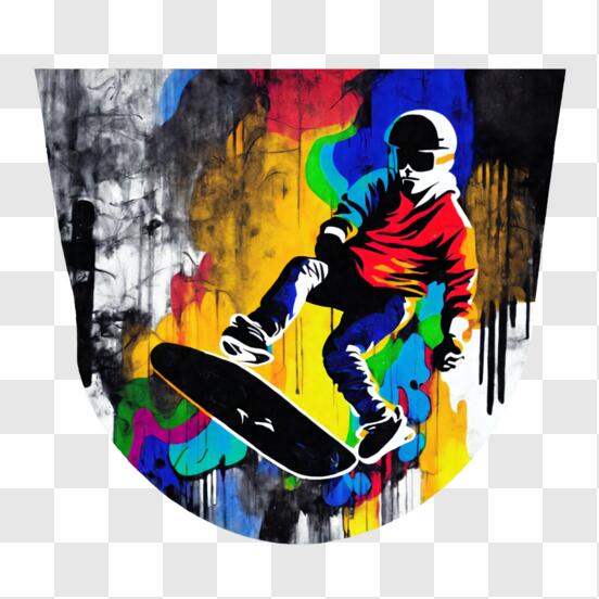 Download colorful skateboarder in mid