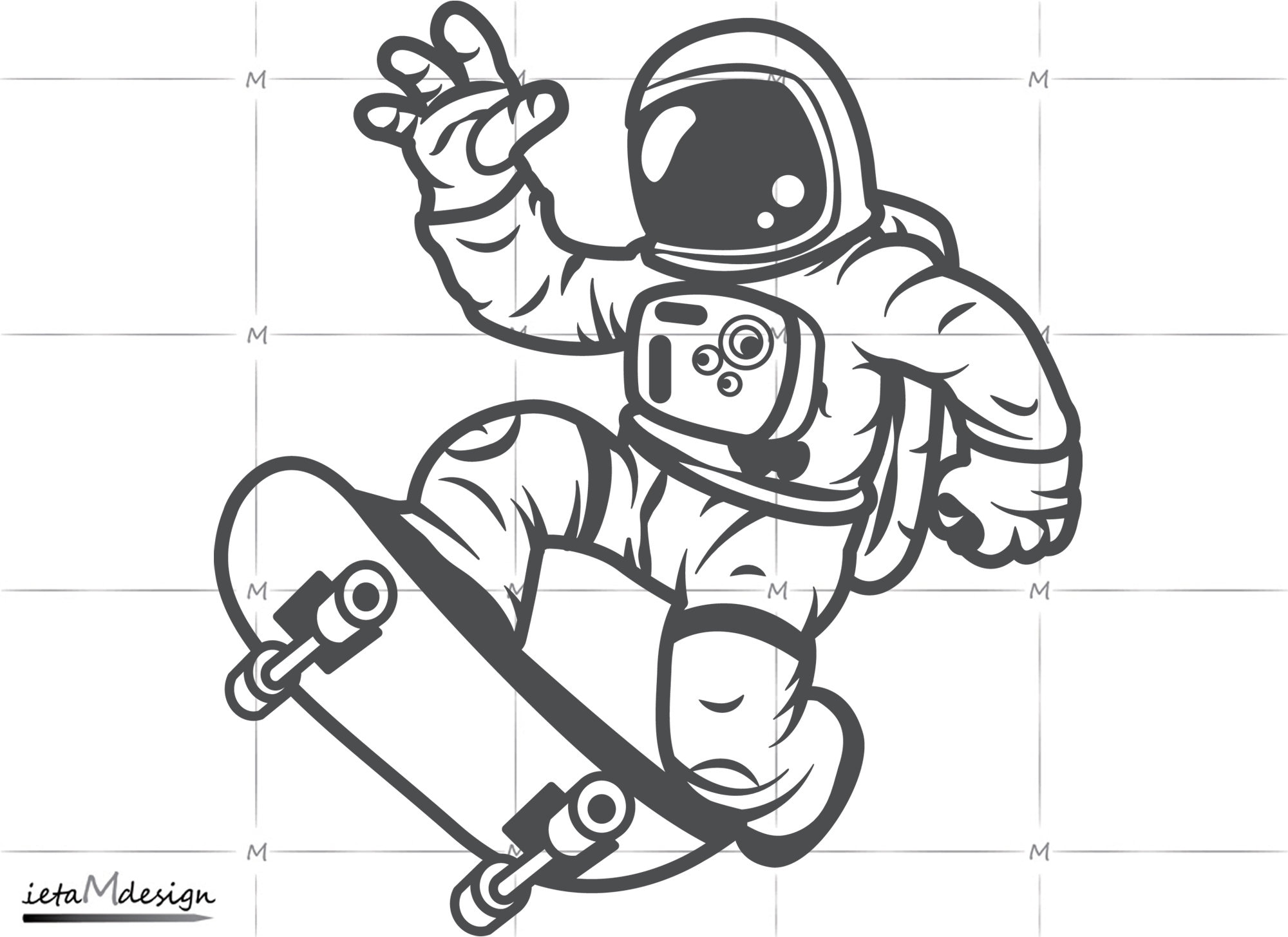 Astronaut playing on the skateboard digital file astronaut playing on skateboard svg astronaut svg skateboard svg space svg planets svg