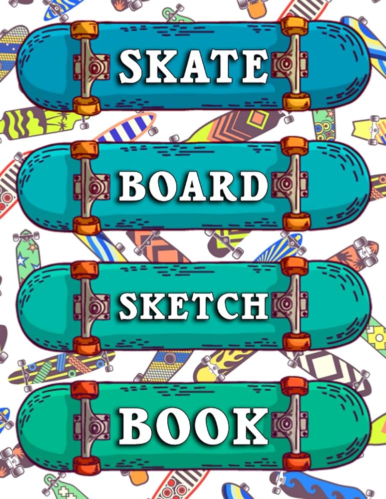 Skate board sketch book design and color your own skateboard decks coloring book