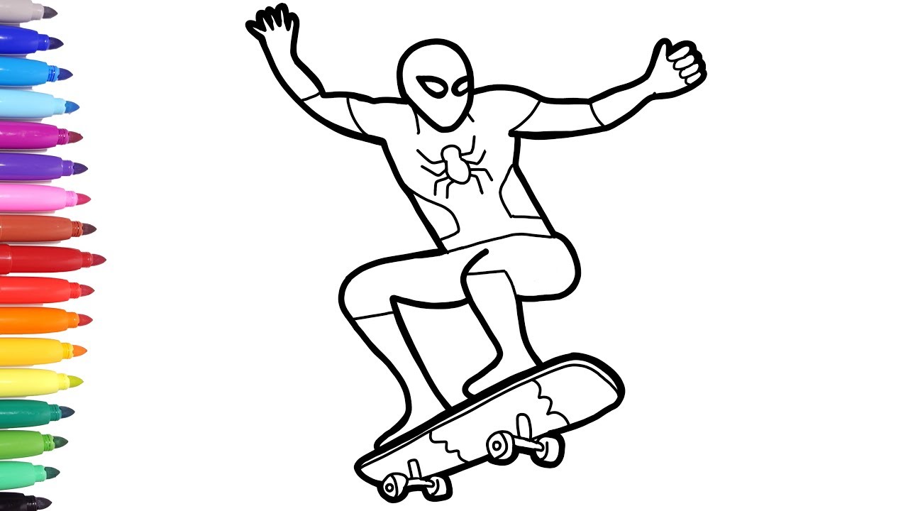 Spiderman skateboard how to draw spider