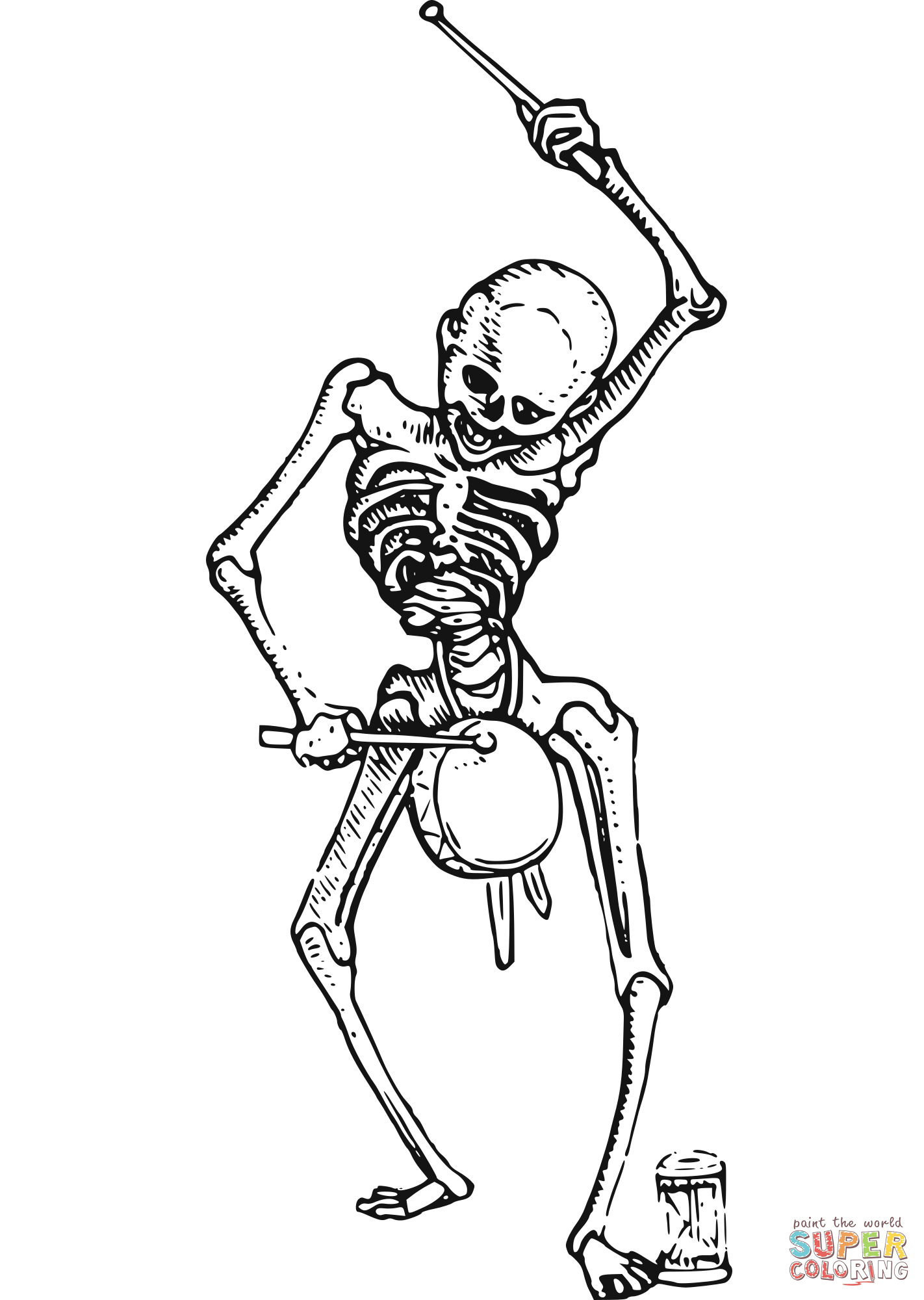 Vintage dance of death skeleton from holbein coloring page free printable coloring pages