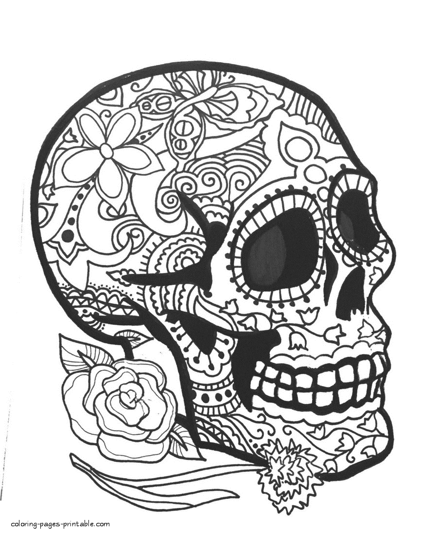 Free skull coloring pages for adults coloring