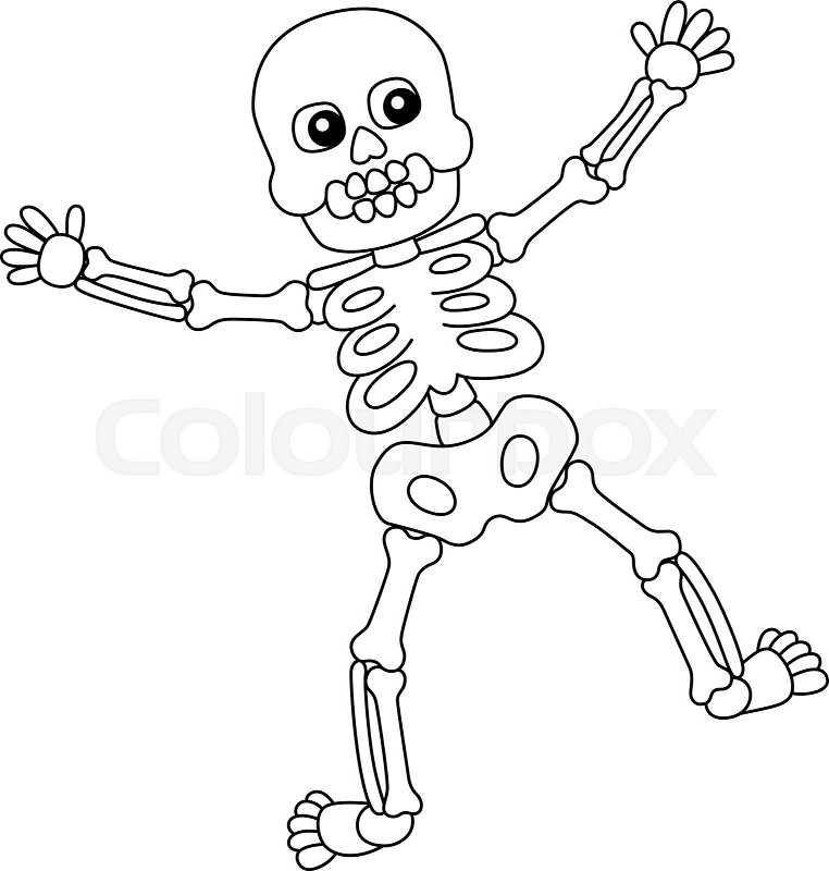 Dancing skeleton halloween coloring page isolated stock vector