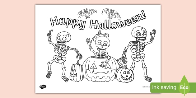 Halloween skeletons colouring page teacher made