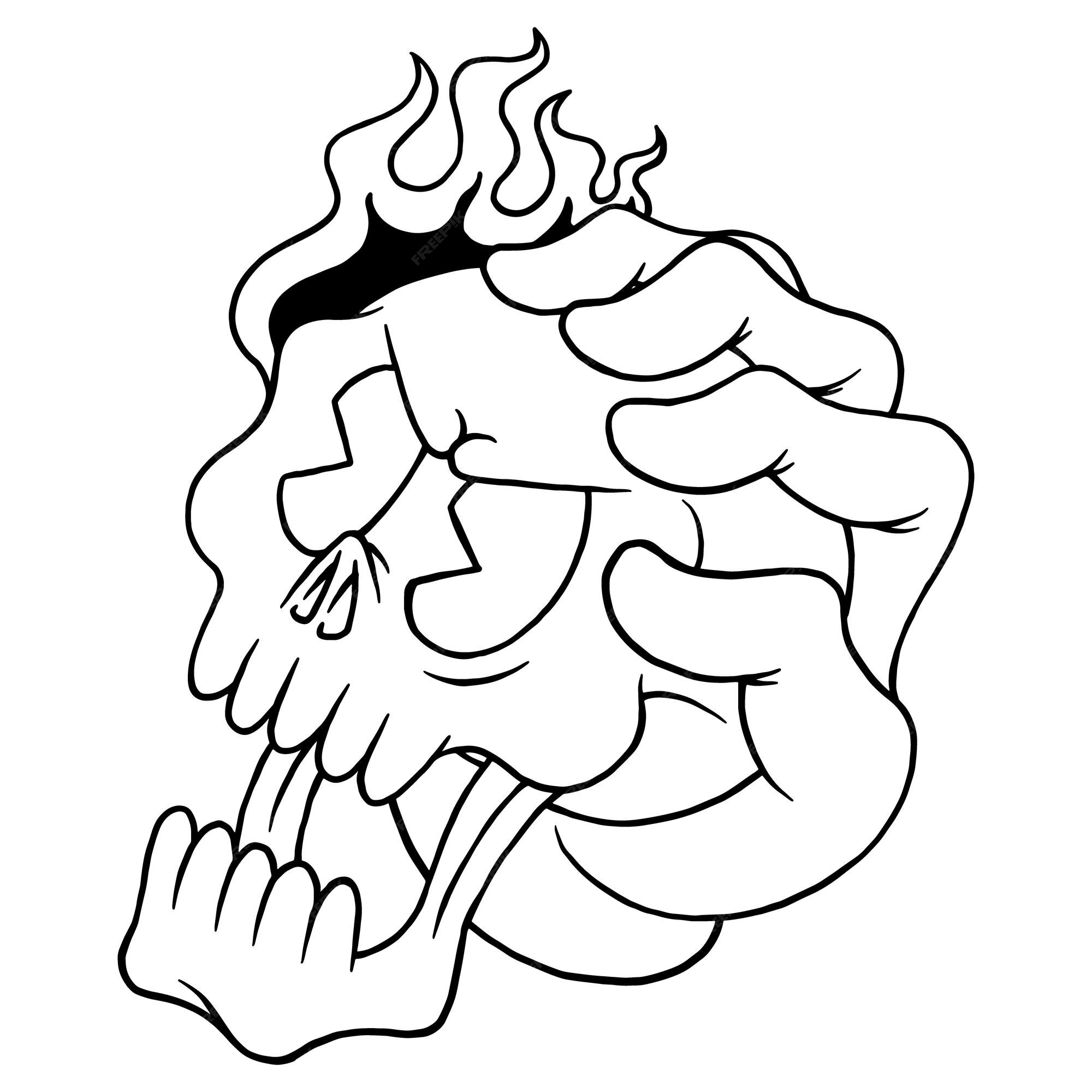 Premium vector coloring illustration of hand holding skull