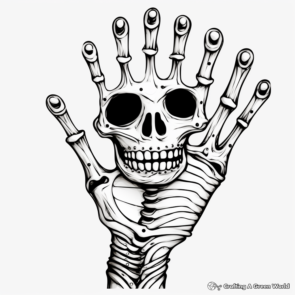 Skeleton hand coloring pages