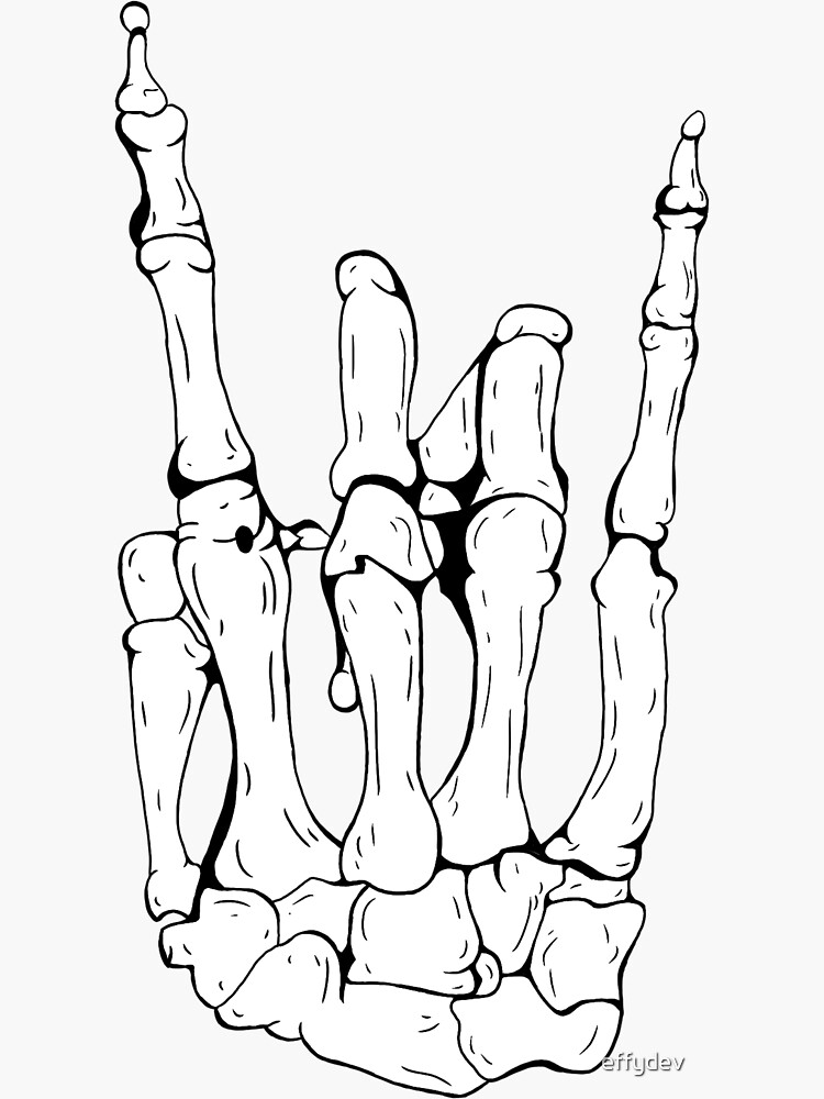 Skeleton rocker hand sticker for sale by effydev
