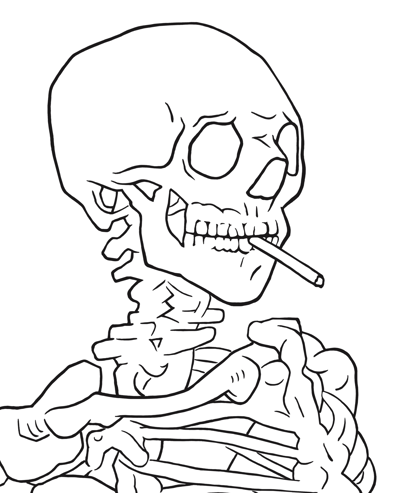 Colouring page head of a skeleton