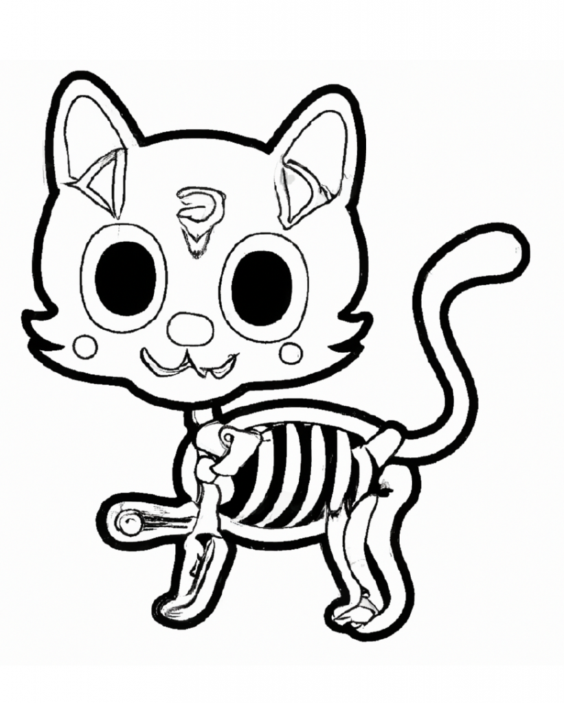 Free printable skeleton cat coloring pages