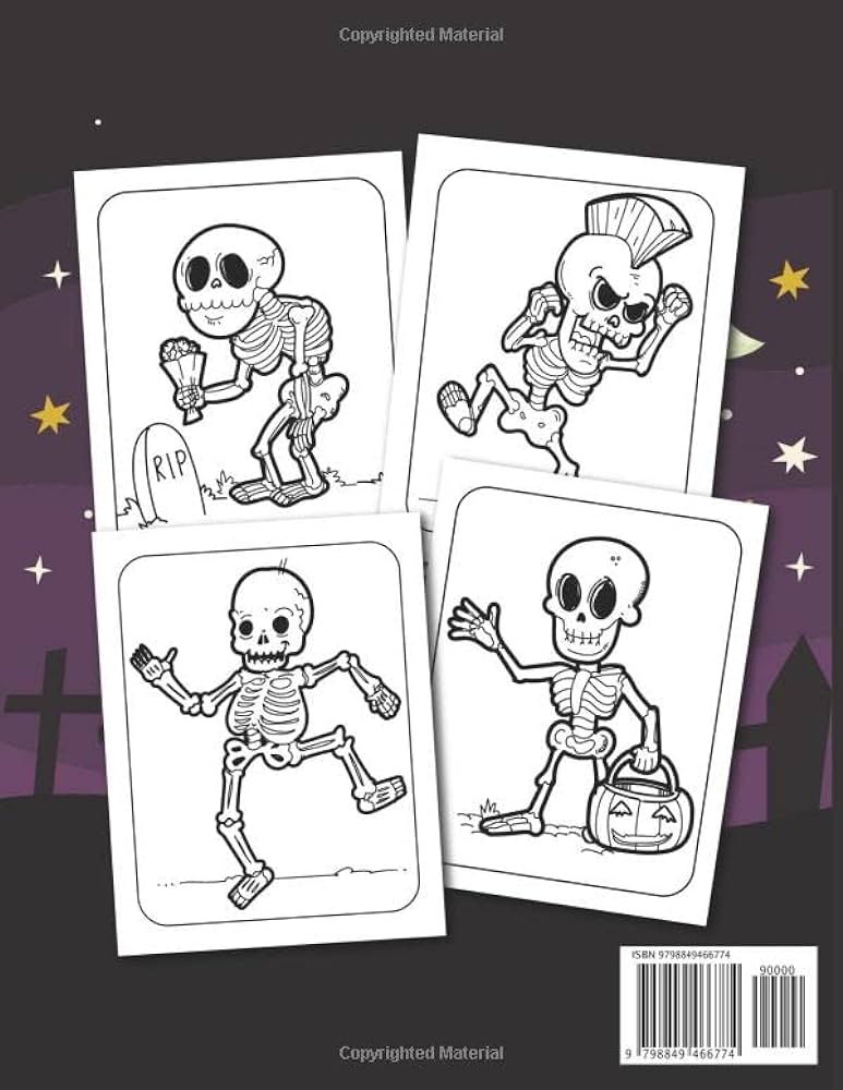 Skeleton coloring book for kids ages