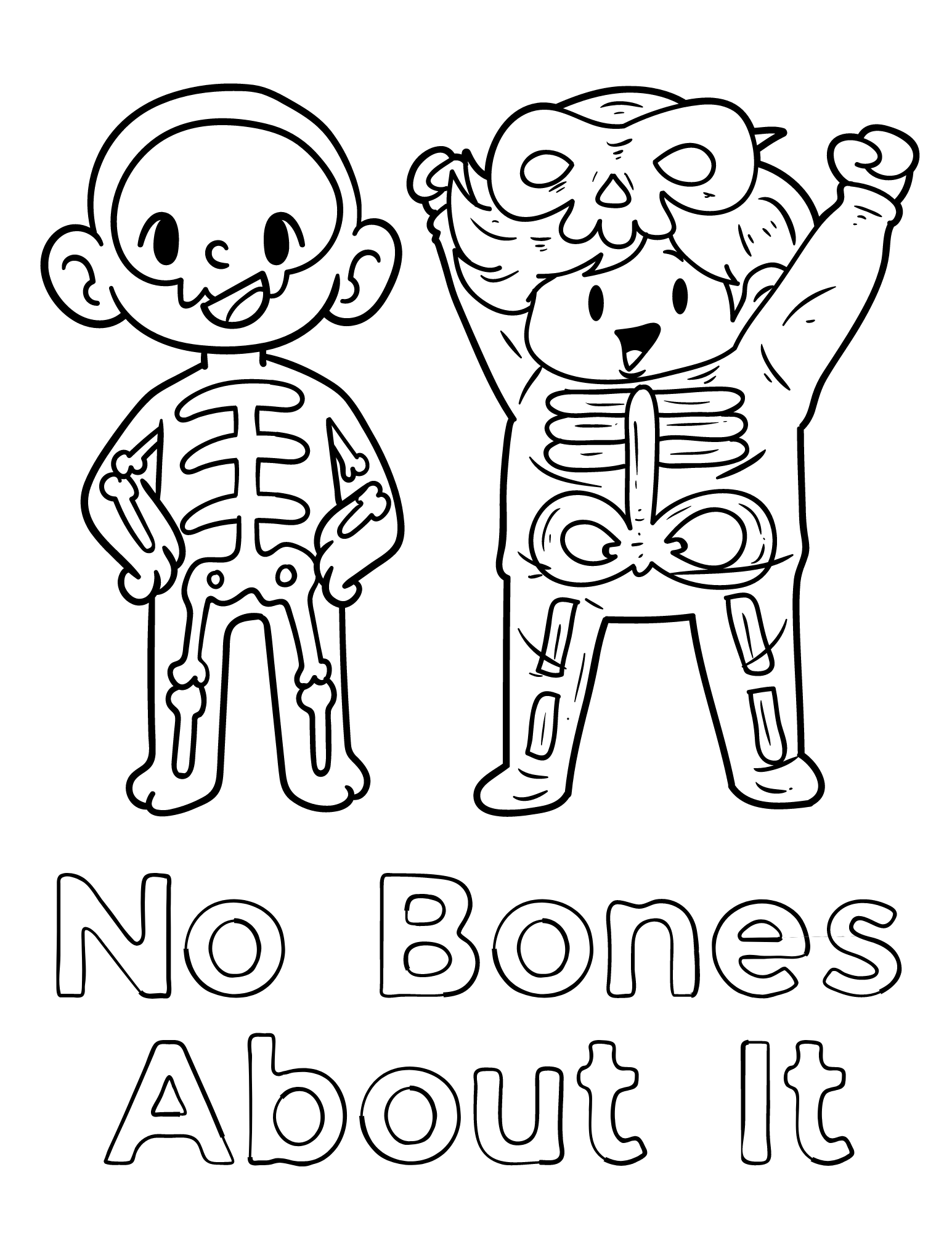 Spooky scary skeleton coloring pages for kids and adults