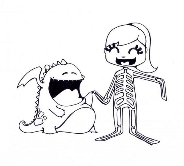 Young skeleton coloring pages