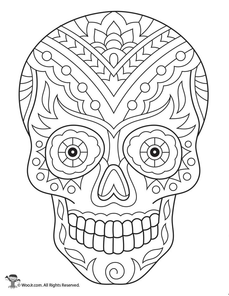 Sugar skull skeleton adult coloring page woo jr kids activities childrens publishing skull coloring pages sugar skull drawing coloring pages