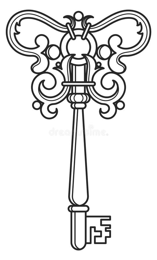 Vintage skeleton key drawing stock illustrations â vintage skeleton key drawing stock illustrations vectors clipart