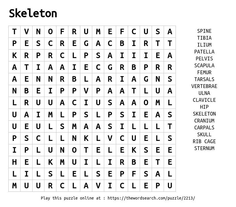 Download word search on skeleton