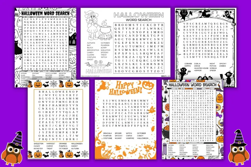 Free printable halloween word searches