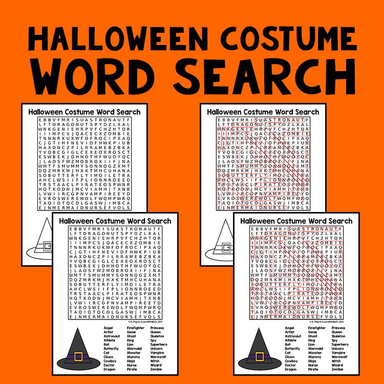 Halloween costume word search coloring page puzzle made by teachers