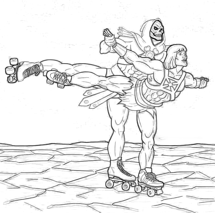 Heman skeletor roller skate coloring by richard on