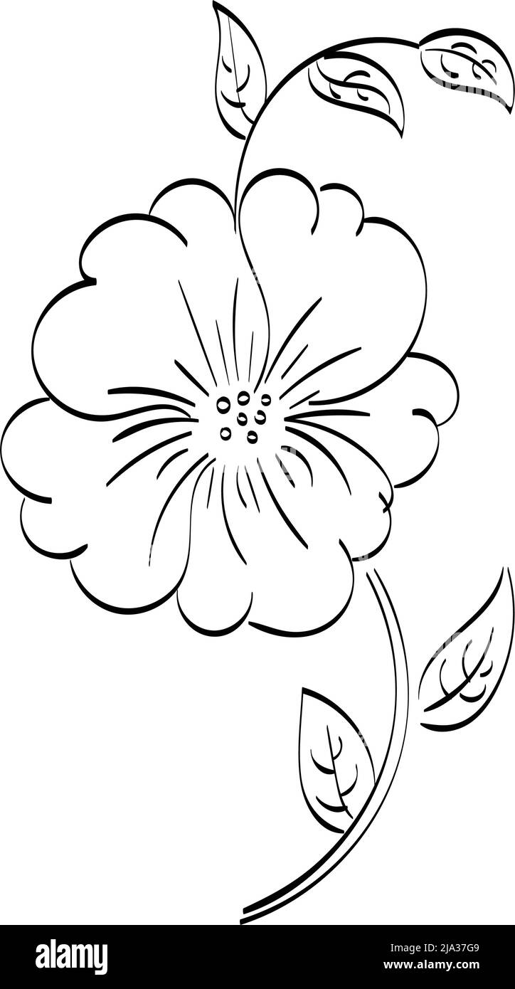 Flower hand embroidery floral pattern design easy to print flower coloring page stock vector image art