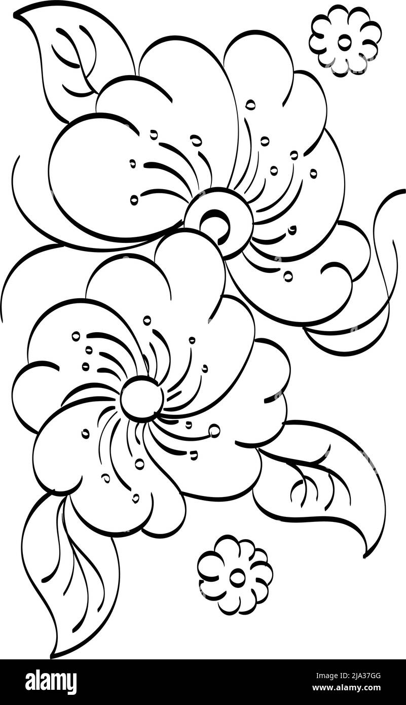 Flower hand embroidery floral pattern design easy to print flower coloring page stock vector image art