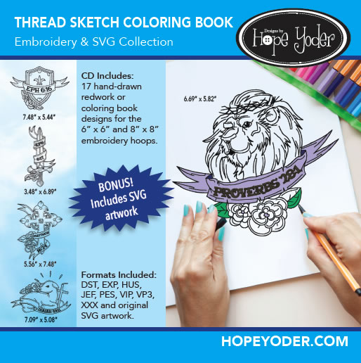 Thread sketch coloring book embroidery collection