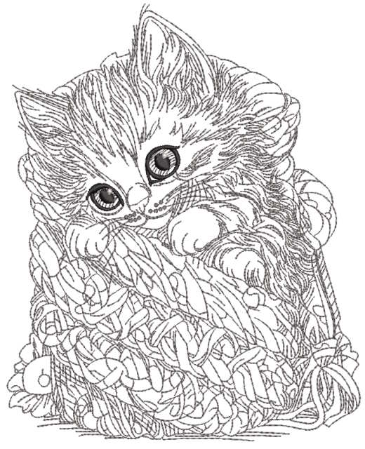 Kitten in wicker box embroidery design studio