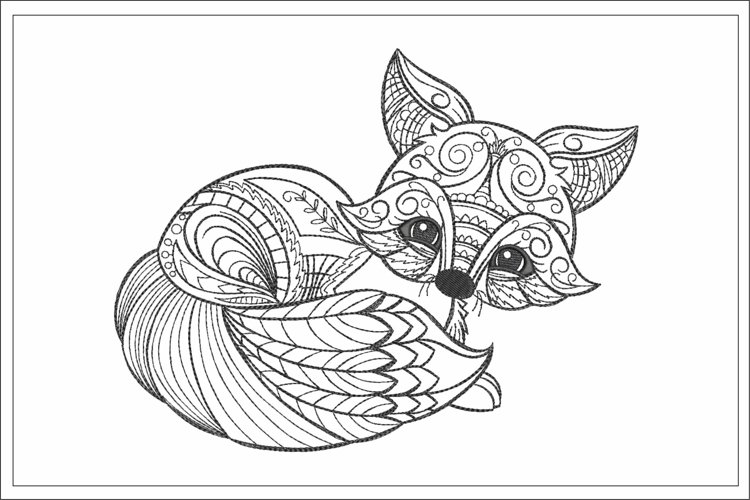 Fox sketch embroidery file fox embroidery